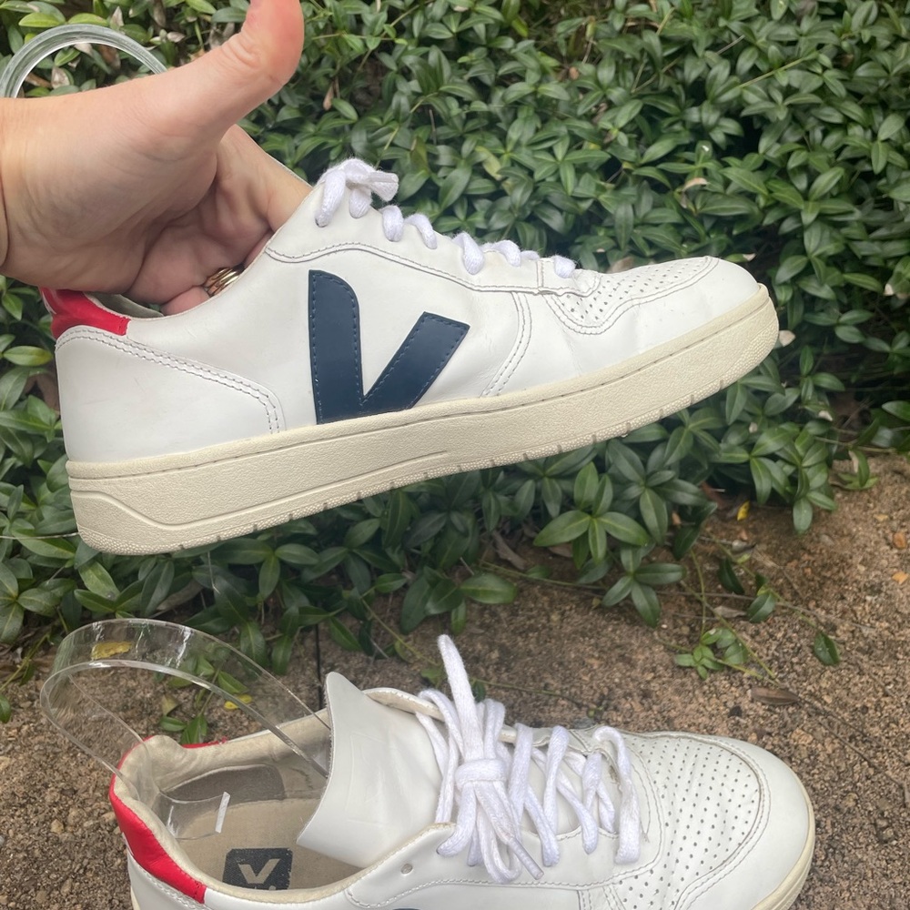 Veja White Sneakers with Navy and Red - Picture 11 of 12